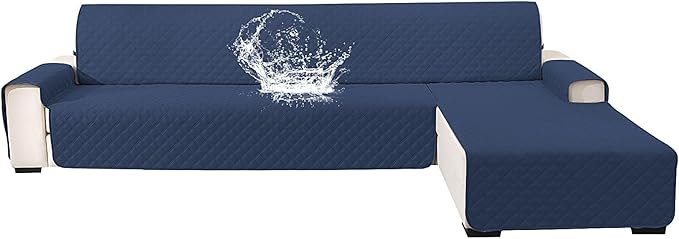 Waterproof Large Sectional Couch Covers for Dogs, Reversible L Shaped Couch Cover, Sofa Covers Washable Sectional, Furniture Protector Cover for Pets Kids (X-Large, Berlin Blue) by CYCMACOHOME