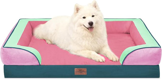 Comfort Expression Orthopedic Dog Beds for Large Sized Dog with Bolster | Waterproof Dog Couch Bed with Washable Cover & Non-Slip Bottom, Supportive Egg Crate Foam Large Pet Bed, 36x27 Inch by ComfortExpression