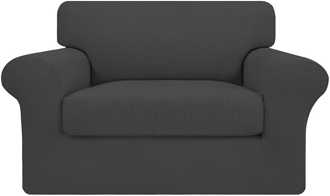 Easy-Going 2 Pieces Stretch Oversized Chair Couch Cover Sofa Cover for Dogs Sofa Slipcover for Separate Cushion Couch Jacquard Fabric Elastic Furniture Protector for Pets (Dark Gray, Oversized Chair) by Easy-Going