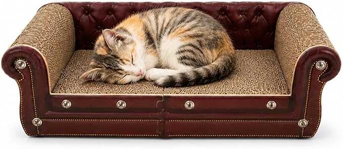 COOZMENT Scratching Sofa, Couch Shaped Thick Scratching Cardboard, Lounge Bed for Indoor Rest&Play, Sofa Scratcher Pad (Brown, 22.4" L X 12.2" W X 6.3" H) by COOZMENT