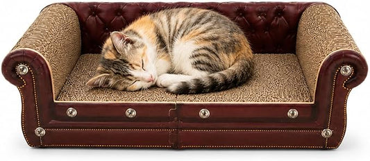 COOZMENT Scratching Sofa, Couch Shaped Thick Scratching Cardboard, Lounge Bed for Indoor Rest&Play, Sofa Scratcher Pad (Brown, 22.4" L X 12.2" W X 6.3" H) by COOZMENT
