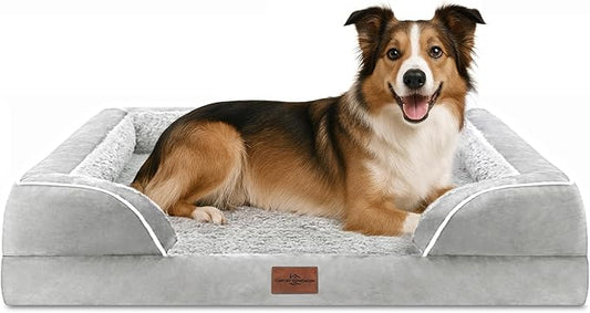 Comfort Expression Orthopedic Dog Beds for Large Sized Dog with Bolster | Waterproof Dog Couch Bed with Washable Cover & Non-Slip Bottom, Supportive Egg Crate Foam Large Pet Bed, 38x25 Inch by ComfortExpression