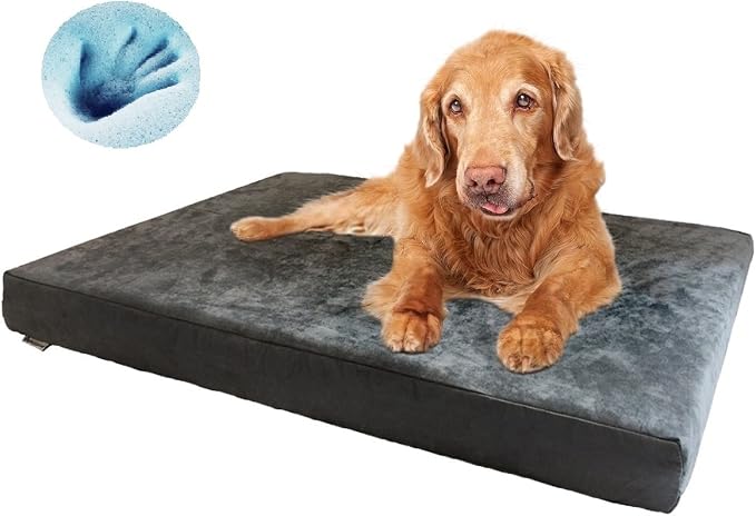 Dogbed4less Waterproof Orthopedic Cooling Memory Dog Bed for Large and Extra Large Dogs, Suede Gray Color, Jumbo 55X47X4 Inches - Image 7