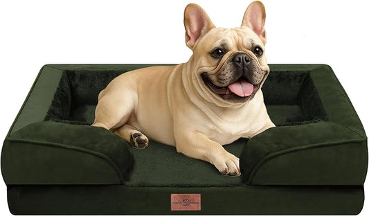 Comfort Expression Orthopedic Dog Bed for Medium Size Dog with Bolster | Waterproof Dog Couch Bed with Washable Cover & Non-Slip Bottom, Supportive Egg Crate Foam Medium Pet Bed, 30x20 Inch by ComfortExpression