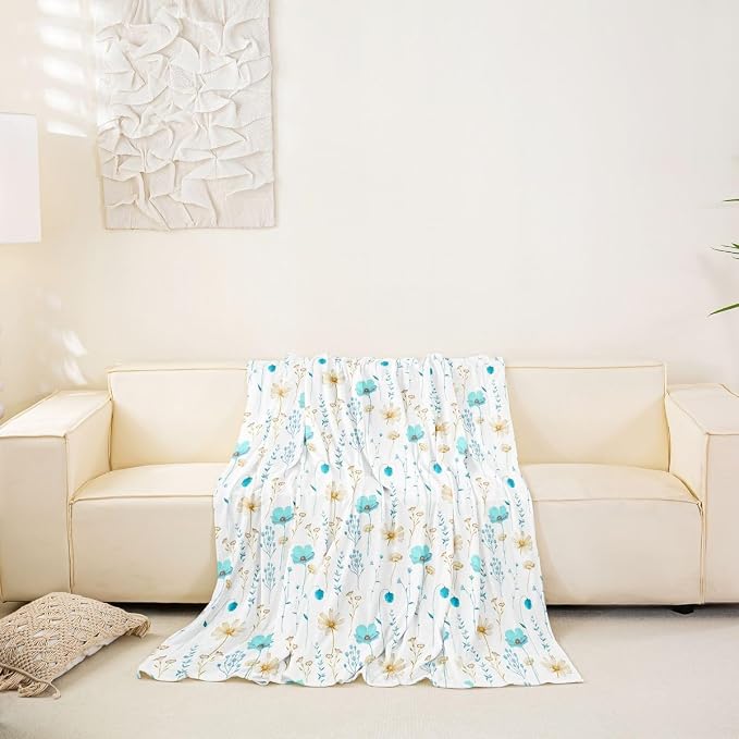 Watercolor Floral Couch Covers Light Blue Beige Flower Sofa Cover 71" X 150" Modern Minimalist Couch Protector Rustic Farmhouse Washable Non Slip Sofa Slipcover For Living Room Furniture Protector - Image 6