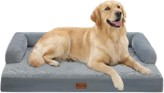 Waterproof Orthopedic Dog Bed for Large Dogs, 36x27in, Grey | Orthopedic Foam Relieves Joint Pressure, Bolsters Supports Head And Neck, Washable Cover, Non-Slip Bottom by CasaPaw