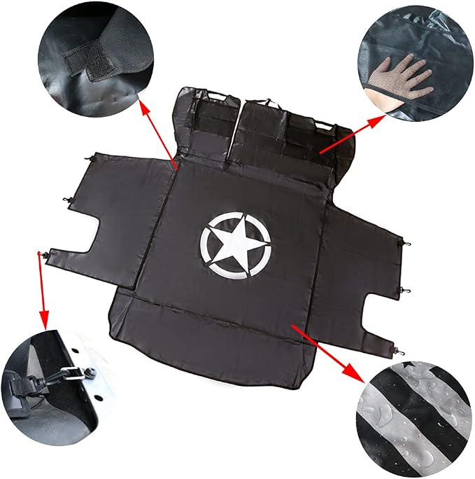 Dog Trunk Liner for Jeep - Heavy Duty Waterproof Oxford Cargo Protector for 2007-2026 Wrangler JK JL 4-Door, Nonslip Washable Pet Seat Cover & Anti-Scratch Liner (Star) - Image 5