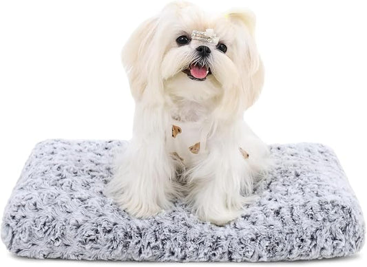 KSIIA Washable Dog Bed Deluxe Plush Dog Crate Beds Comfy Kennel Pad Anti-Slip Pet Sleeping Mat for Large, Jumbo, Medium, Small Dogs Breeds, 21" x 13", Gray by KSIIAPetProducts