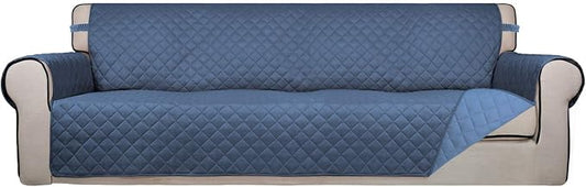 PureFit Reversible Quilted Couch Covers for Dogs Sofa Cover 4 Seater 88" | Dark Blue/Light Blue, Water Resistant Couch Protector, Washable Pet Couch Cover with Non Slip and Elastic Straps For Kids by PureFit