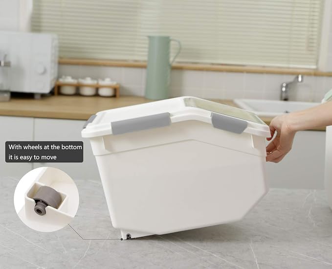 LISM 2 Pack Dog Food Storage Container with Scoop,Large Airtight Pet Dog Food Bin,Container for Dog Treats Rice,Dog Cat Dry Food Bin,Baking Supplies,Flour,Rice,Kitchen Pantry Cereal(10 LB) - Image 3