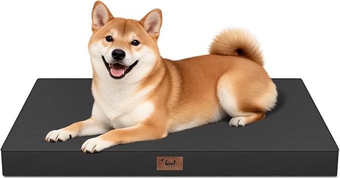 Outdoor Waterproof Orthopedic Dog Bed for Medium Size Dogs | Egg Crate Foam for Joint Support, Fits 36x23 Crates, TPU Waterproof Layer, Machine Washable 1680D Oxford Cover, Up to 50 lbs by TailStories