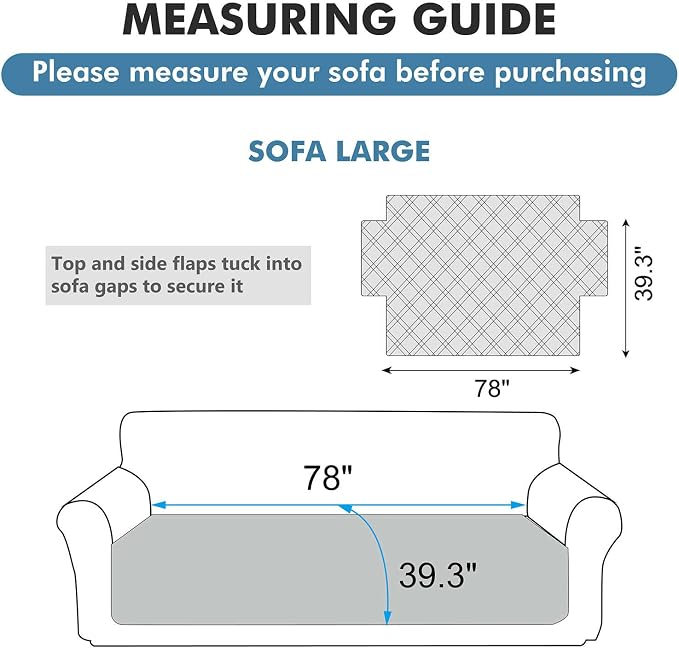 Genina 100% Waterproof Couch Cover for 3 Cushion Couch Sofa Cover for Dogs, Anti-Slip Sofa Covers Washable Couch Covers for Sectional Sofa L Shape for Pets Couch Protector, 1 Piece (Black, Sofa Large) - Image 2
