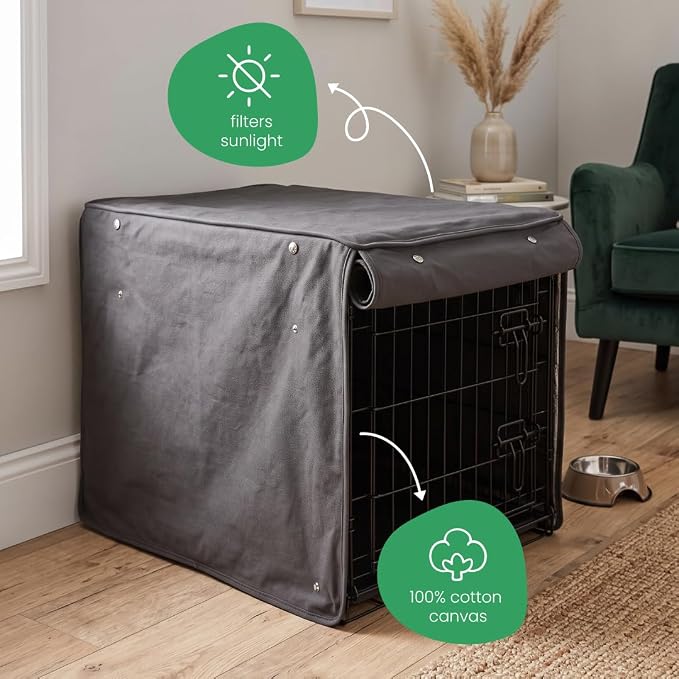 Molly Mutt I'm a Realist Dog Crate Cover, 100% Cotton Canvas Cover with 2 Roll-Up Panels, Ideal for Dog or Cat Crate, Durable, Washable, and Free of Harmful Chemicals, 36" x 23" x 25" - Image 4