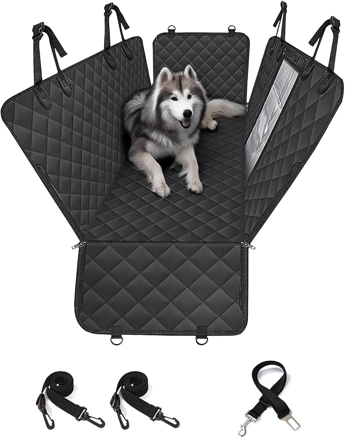 pettycare Dog Car Seat Cover for Back Seat, 600D Heavy Duty Waterproof & Scratch-Resistant for Car with Side Flap, Pet Back Seat Covers for Car with Seatbelt Black. by Pettycare
