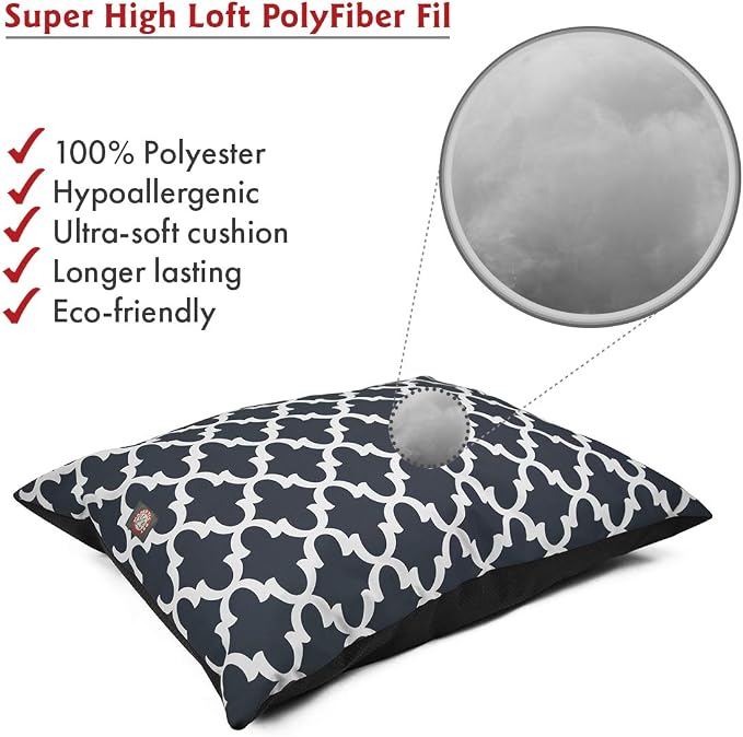 Majestic Pet Rectangle Medium Dog Bed Washable – Non Slip Comfy Pet Bed – Dog Crate Bed Super Value Pillow Dog Bed – Dog Kennel Bed for Sleeping - Dog Bed Medium Breed 35 x 28 Inch – Trellis Navy - Image 3