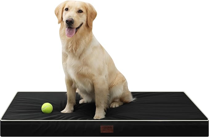 Black 54''x42''x4 Jumbo Large Orthopedic Dog Bed | Soft, Waterproof, Egg Foam, Pet Crate Beds Mat, Kennel Pads, Removable Washable Cover,Non-Slip Bottom,Anti-slip oxford fabric by YIZHUOPET