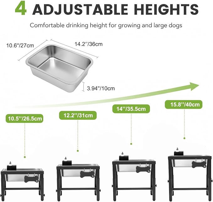 2 Gallon Elevated Large Dog Water Bowl, Automatic Dog Water Bowl Dispenser, 4 Adjustable Height Raised Dog Bowl Stand for Large Breed Relief Joint Pressure, Easy Clean for Indoor & Outdoor Uses - Image 7