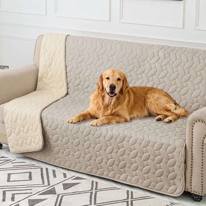 Ameritex Waterproof Pet Bed Cover Anti-Slip Dog Bed Blanket for Sofa and Furniture Waterproof New Pattern Design (Khaki, 82x82 Inch (Pack of 1)) by Ameritex