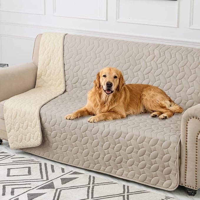 Ameritex Waterproof Pet Bed Cover Anti-Slip Dog Bed Blanket for Sofa and Furniture Waterproof New Pattern Design (Khaki, 52x82 Inch (Pack of 1)) by Ameritex
