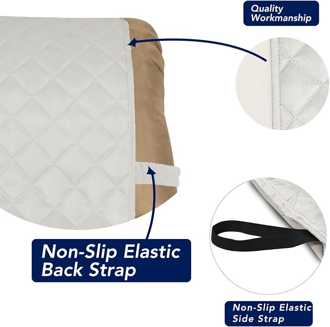 PureFit Reversible Recliner Chair Covers Couch Covers for Dogs, 19 in | Ivory/Ivory, Water Resistant Couch Protector, Washable Pet Couch Cover with Non Slip and Elastic Straps For Kids - Image 3