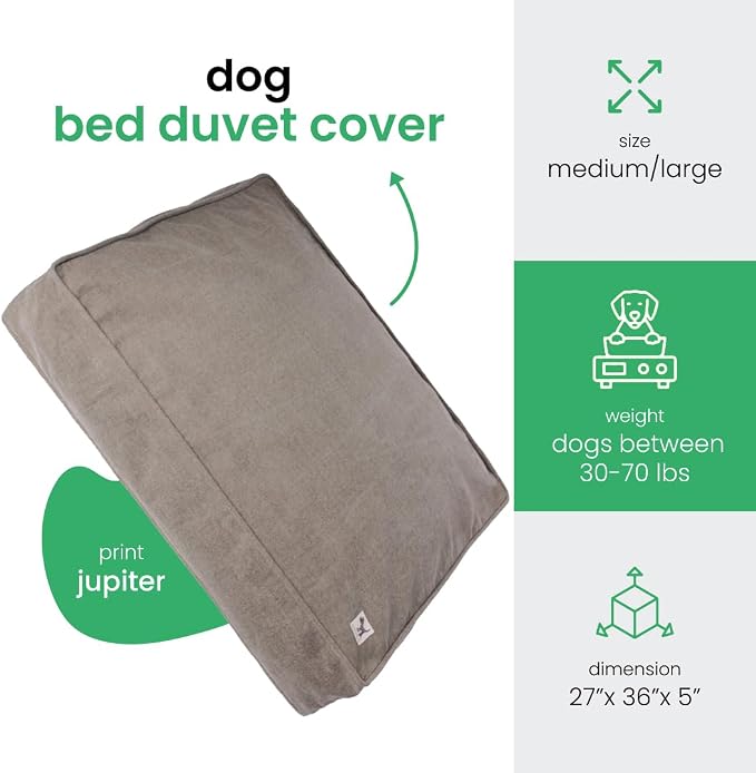 Molly Mutt Jupiter Dog Bed Duvet Cover, GOTS-Certified 100% Cotton Canvas Cover for Dog, Puppy, or Cat Bed, Durable, Washable, and Free of Harmful Chemicals, Medium/Large, 27"x36"x5", Brown - Image 2