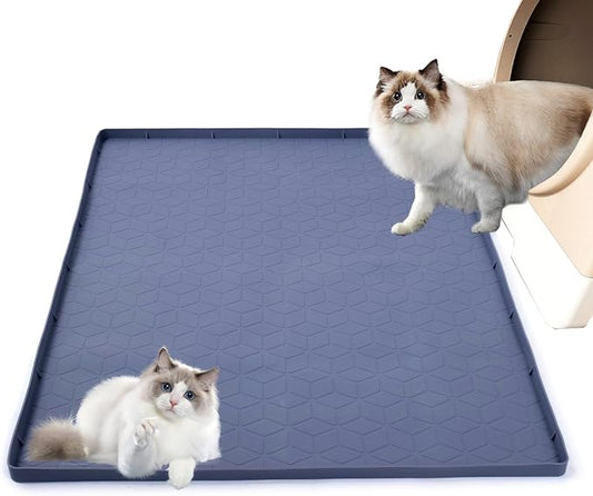 31" x 22" Cat Litter Mat, Waterproof & Anti-Skid Litter Box Mat for Scatter Control, Silicone Litter Pads Trapping Mess Around Litter Box with Raised Edges, Easy Clean Pad by Unknown