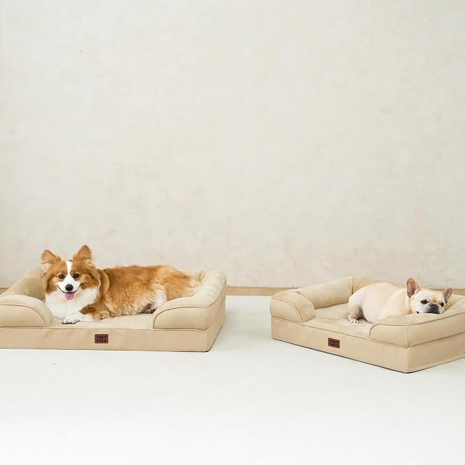 EHEYCIGA Orthopedic Dog Beds Large Sized Dog, Waterproof Washable Pet Bed | Non-Slip Bottom and Egg-Crate Memory Foam Dog Couch Bed with Washable Removable Cover, Greige - Image 9
