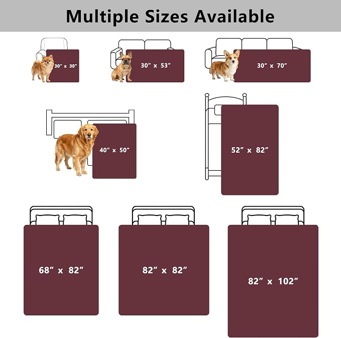 Waterproof Couch Cover for Dogs - Washable Pets Furniture Protector | TPU Leak-Proof Liner, Lightweight & Reversible, Fits Chair, Sofa, Bed, 52" x 82" , Burgundy/Pink - Image 7