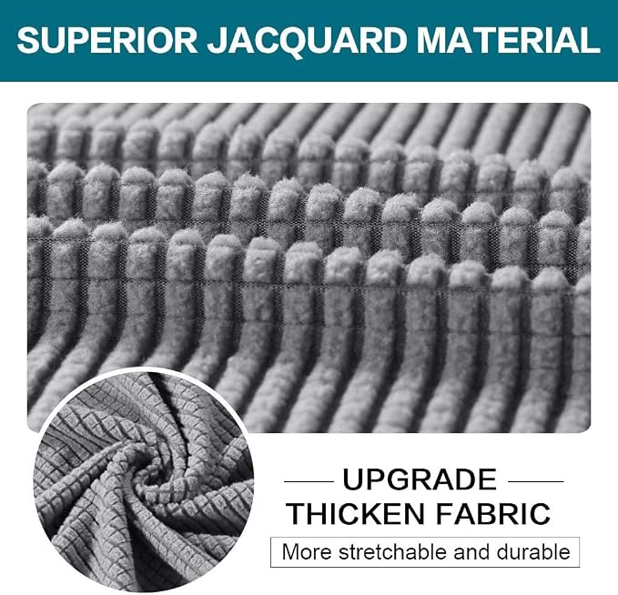 Turquoize 2 Piece Chair Covers Chair Slipcovers for Living Room Armchair Couch Cover Chair Sofa Cover with Individual Cushion Covers Furniture Cover for Chairs Feature Jacquard Fabric (Chair, Dove) - Image 3