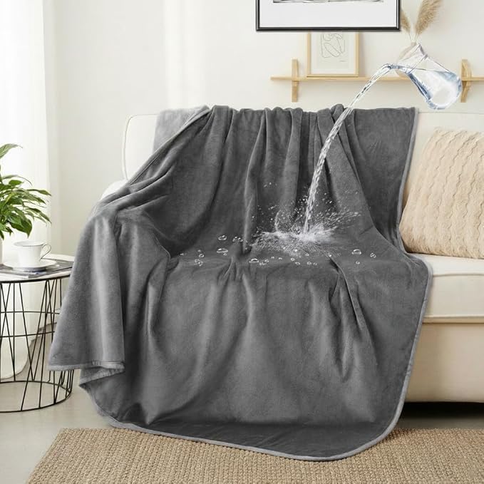 Waterproof Pet Blanket for Small Dogs and Cats | Reversible Flannel Fleece Throw Blanket for Sofa Couch Puppy Leakproof, Washable Furniture Protector 30"x40",Dark Grey by CAPTSNOOZE