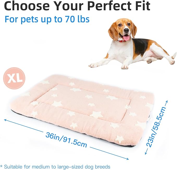 Mora Pets Dog Crate Pad Dog Kennel Bed Mat for Large Dogs Washable Cute Star Pet Bed for 36 inch Cage Ultra Soft Flat Puppy Cat Cushion for Cozy Sleeping Anti-Slip Pink 36 x 23 - Image 6