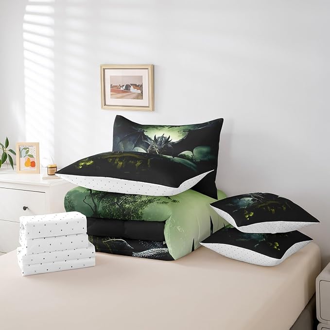 Erosebridal 7Pcs Bedding Sets Dinosaur Comforter Sets Bed in a Bag 3D Wild Dinoasur Comforter with Sheets for Children Boy Girl Teen Kids Bedroom,King 7Pcs - Image 6