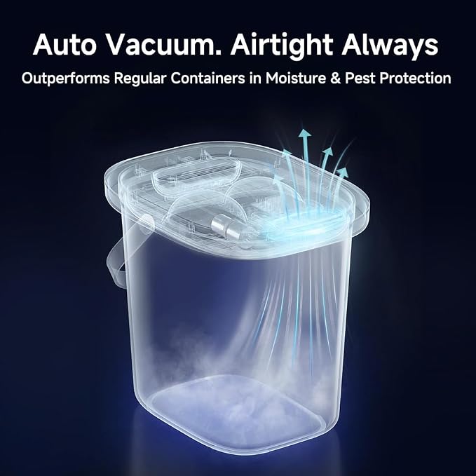Vacuum Pet Food Storage Airtight Dry Pet Food Bucket 13L/15 lb Dog Food Storage Container for Dogs Cats Small Animals Rechargeable Sealed Storage Bin with Scoop Keep Pet Food Fresher - Image 4