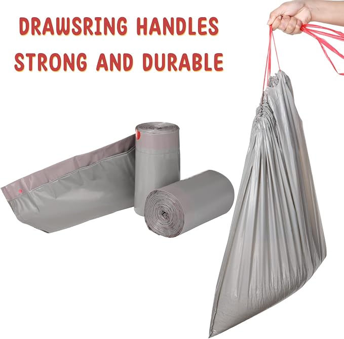 Tinlade 50 Count Jumbo Cat Litter Box Liners Large Drawstring Cat Litter Liners Bags Unscented Tear Resistant for Trash Waste to Keep Your Home Clean(39 x 22 Inch,Gray, Red) - Image 3