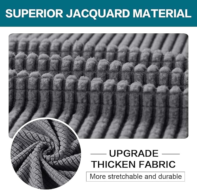 Turquoize 4 Piece Sofa Covers for 3 Cushion Couch Sofa Slipcover Soft Couch Cover for Dogs Washable Furniture Cover with 3 Individual Large Cushion Covers Feature Fabric (Large Sofa, Charcoal Gray) - Image 3