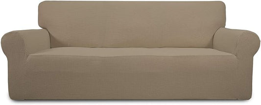 Easy-Going Stretch Oversized Sofa Couch Slipcover Washable Natural | 1-Piece Extra large Sofa Cover Furniture Protector Couch Soft with Bottom for Kids, Polyester Spandex Jacquard by Easy-Going