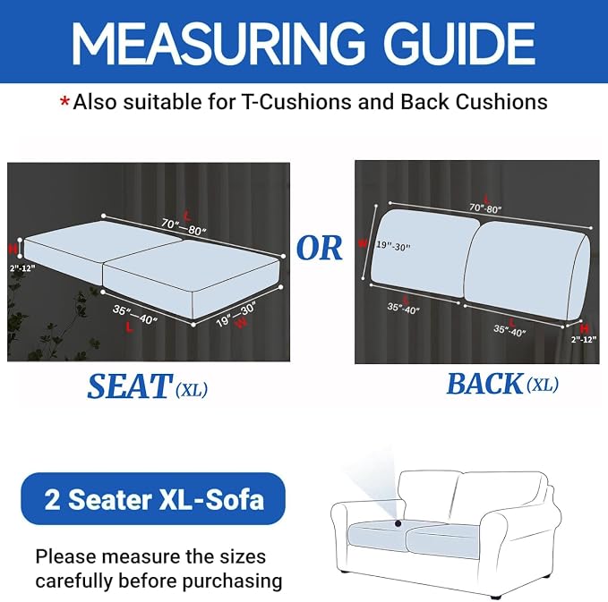 YEMYHOM Stretch Individual Cushion Covers Large Sofa Seat Cushion Slipcovers Soft Couch Cover Replacement Large Checkered Furniture Protector with Elastic Bottom (2 Pcs XL Cushion Covers, Khaki) - Image 2