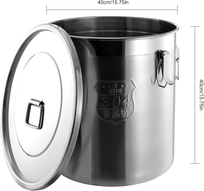 DYNAMI 12.7Gal 304 Stainless Steel Rice Storage Container,Extra Large Food Grade Canister,40-90Lbs Sealed Rice Bucket with Airtight Lid and Locking Buckle,for Rice, Flour, Grain (48L) - Image 7