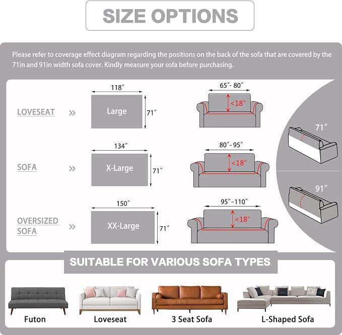 DREAMINGO Sofa Covers Washable Thick Chenille Couch Cover for 3 Cushion Couch Sofa Multi-Use Couch Cover Blanket Modern Pet Furniture Protector Sectional Couch Slipcover 71"x150", Light Grey - Image 2