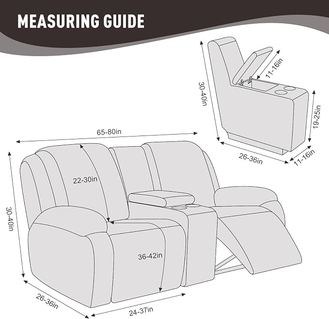 KinCam Loveseat Recliner Covers with Middle Console Slipcover, Chocolate | Stretch Recliner Sofa Covers for 2 Seat Couch Cover, Jacquard Furniture Protector Covers with Elastic Bottom for Kids, Pets - Image 6