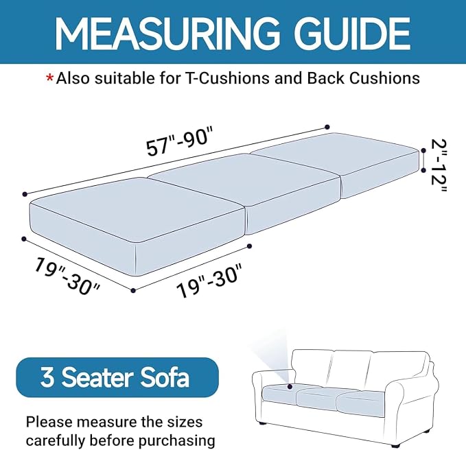 YEMYHOM Stretch Individual Cushion Covers Sofa Seat Cushion Slipcovers Soft Couch Cover Replacement Large Checkered Furniture Protector with Elastic Bottom (3 Pc Cushion Cover, Dark Coffee) - Image 5
