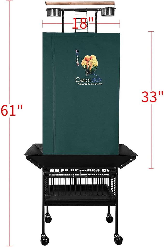 Colorday Good Night Bird Cage Cover for Large Bird Cage with Play Top (Patented), Green 61" - Image 6