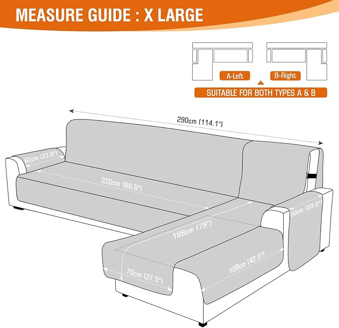 VANSOFY Sectional Couch Covers 100% Waterproof L Shaped Sofa Slipcover 3pcs Reversible Chaise Lounge Cover for Sectional Sofa Furniture Protector Cover for Pets Cat Dog(X-Large, Dark Blue) - Image 2