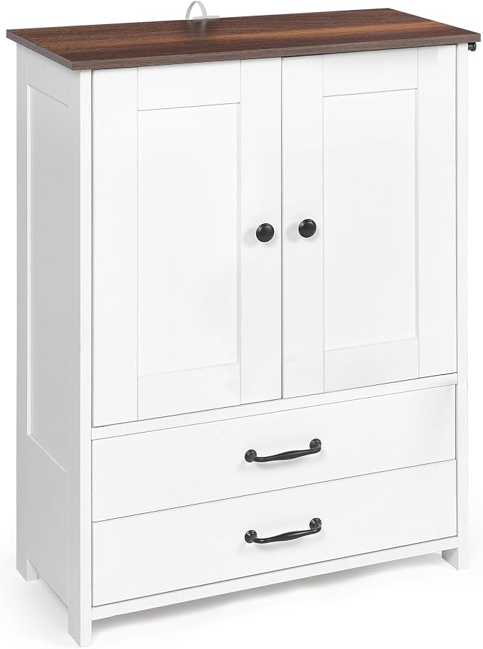 Dog Feeding Station Storage Cabinet: Pet Feeder Container Cabinet with 2 Hidden Raised Dog Bowls Drawers for Feeding & Watering Supplies - Image 9