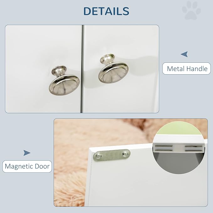 PawHut Large Elevated Dog Bowls with Storage Cabinet Containing Large 44L Capacity, Raised Dog Bowl Stand Pet Food Bowl Pet Feeding Station, White | Raised Dog Bowl Stand, Pet Feeding Station - Image 5