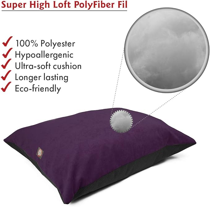 Majestic Pet Rectangle Medium Dog Bed Washable – Non Slip Comfy Pet Bed – Dog Crate Bed Super Value Pillow Dog Bed – Dog Kennel Bed for Sleeping - Dog Bed Medium Breed 35 x 28 Inch – Villa Aubergine - Image 3