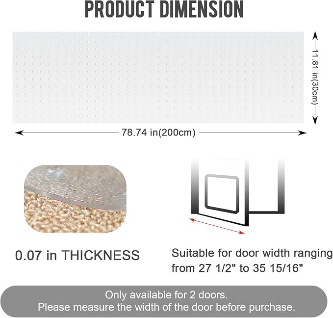 Uross Pet Protector Mat for Doorways - 6.56FT, Anti-Scratch Plastic, Protects Carpet from Cat Scratches - Image 2