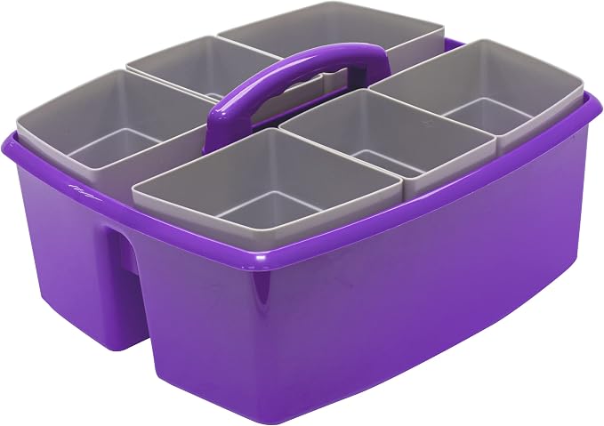 Storex Large Classroom Caddy with Cups, 13 x 11 x 6.575 Inches, Purple, Case of 2 (00986U02C) - Image 3