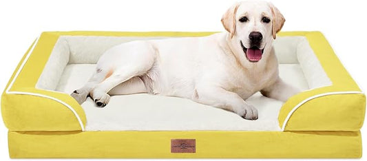 Comfort Expression Orthopedic Dog Bed for Extra Large Dogs with Bolster | Waterproof Dog Couch Bed with Washable Cover & Non-Slip Bottom, Supportive Egg Crate Foam XL Pet Bed, 45x35 Inch by ComfortExpression