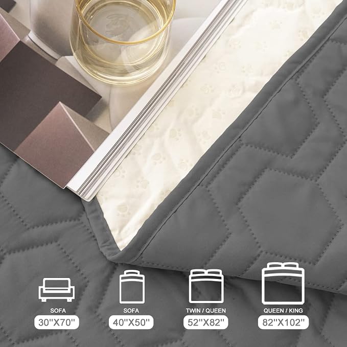 Tcksstex Waterproof and Non-Slip Dog Bed Cover and Pet Blanket Sofa Pet Bed Mat ，car Incontinence Mattress Protectors Furniture Couch Cover for Most Cats Dogs,Pets（52x82-Dark Grey） - Image 6